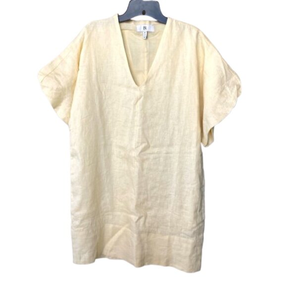 Banana Republic Livia Linen Mini Dress Small S PETITE Butter Yellow NEW - Picture 2 of 9